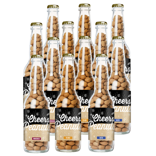 Cheers Peanuts Gemixt 220 gram, 12 bierflesjes vol heerlijke gekruide pinda's