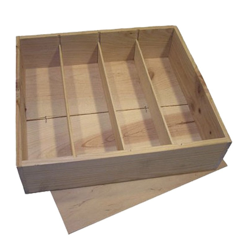 Wijnkist 4-vaks met timmerdeksel