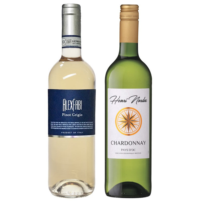 Wijnpakket wit 2x75cl - Alex Fabi Pinot grigio & Henri Nordoc Chardonnay