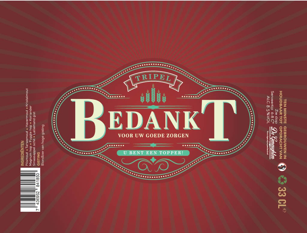 ,Speciaalbier Bedankt voor uw goede zorgen Tripel - 75cl