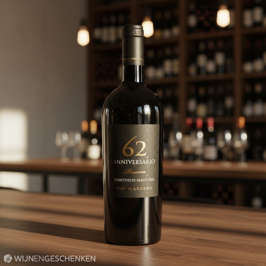 Rode wijn 62 anniversario riserva primitivo di manduria