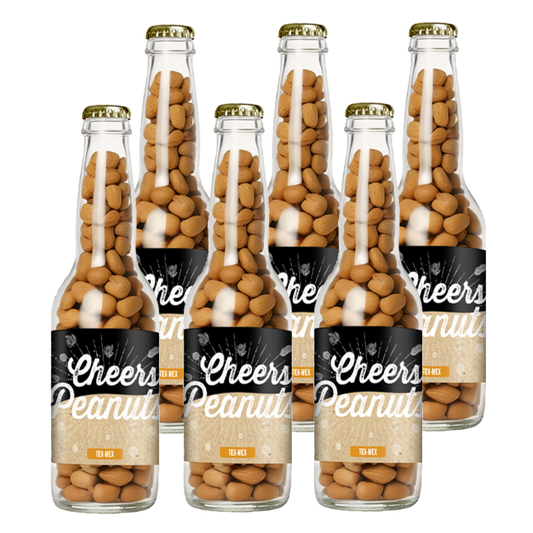 Cheers Peanuts Tex-Mex 220 gram, 6 bierflesjes vol heerlijke gekruide pinda's