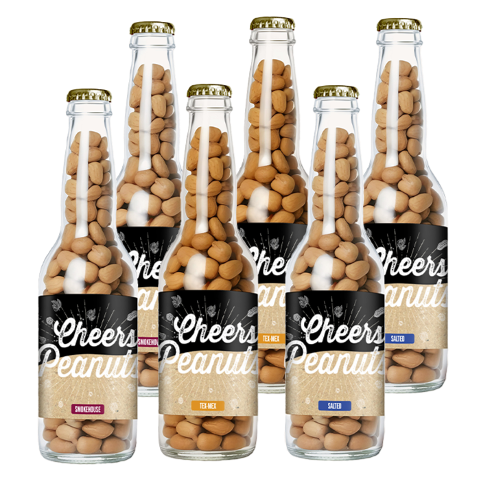 Cheers Peanuts Gemixt 220 gram, 6 bierflesjes vol heerlijke gekruide pinda's