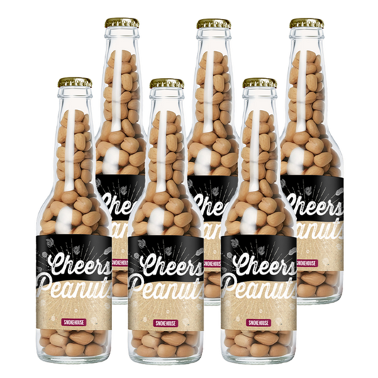 Cheers Peanuts Smokehouse 220 gram, 6 bierflesjes vol heerlijke gekruide pinda's