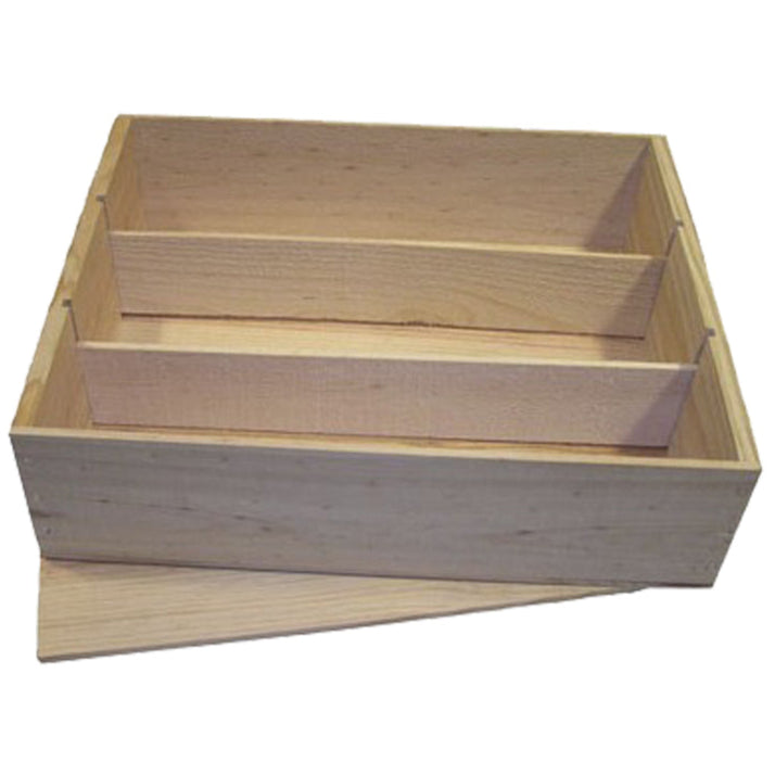 Wijnkist 3-vaks met timmerdeksel