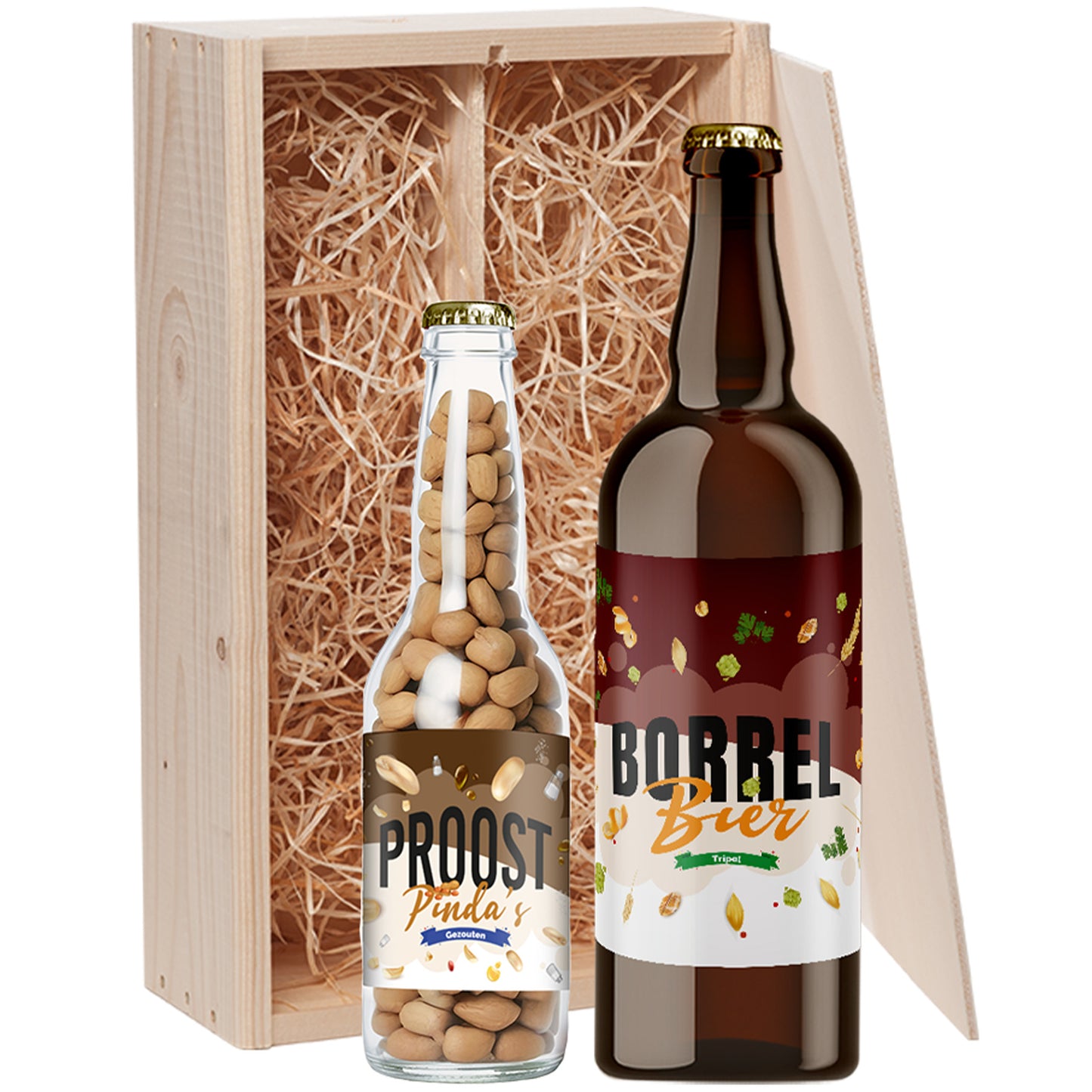 Speciaalbier cadeau Borrelbier met Proost Pinda's - 1x75cl, 1x220gr