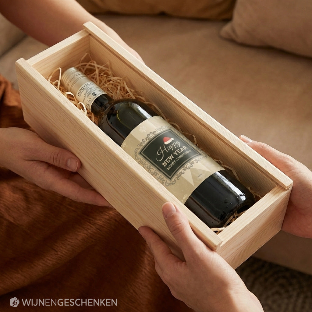 Wijncadeau Happy New Year Beige Rosso Verona 1x75cl