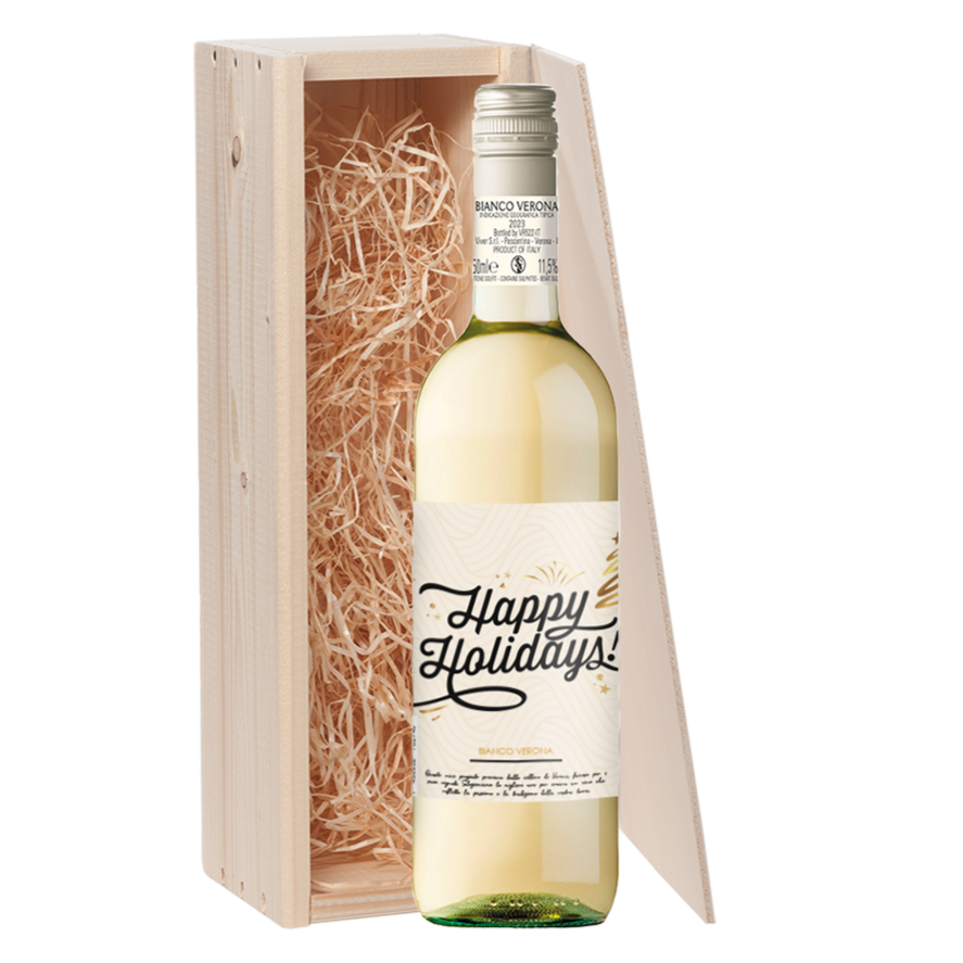 Wijncadeau Happy Holidays Bianco Verona 1x75cl