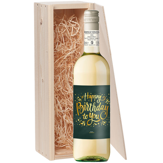 Wijncadeau Happy Birthday Bianco Verona 1x75cl