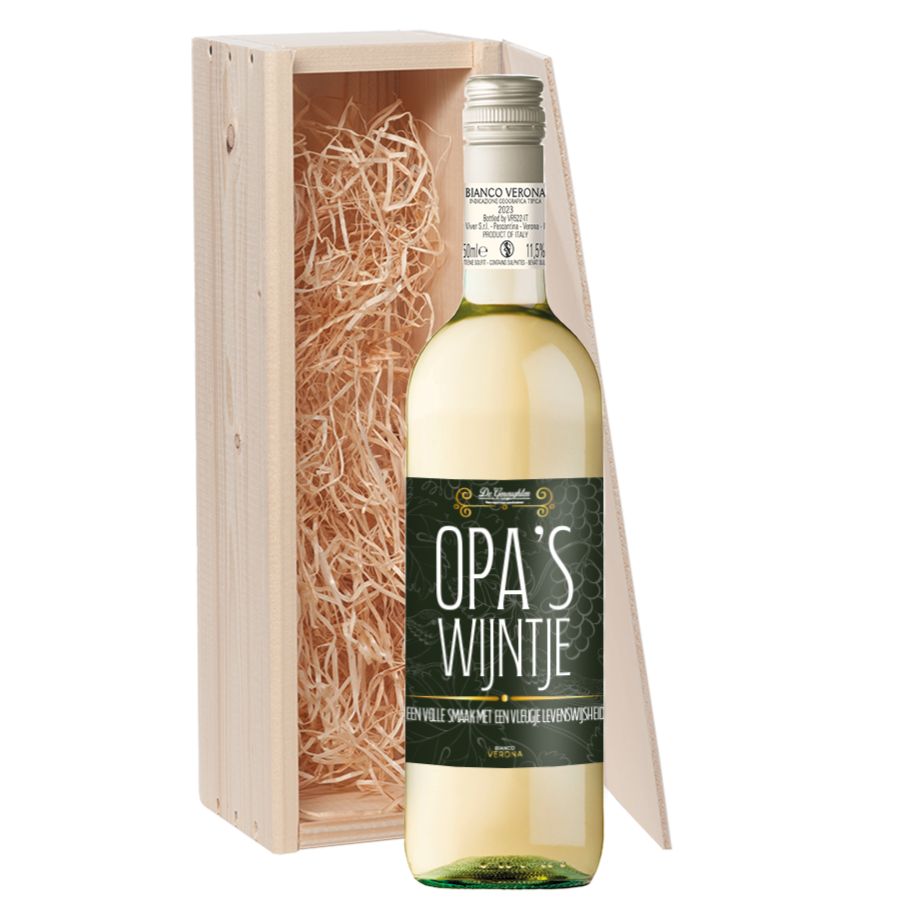 Wijncadeau Opa's Wijntje Bianco Verona 1x75cl