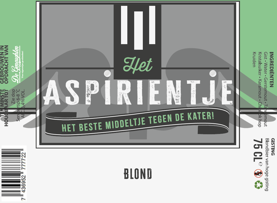 Speciaalbier Het Aspirientje Blond - 75cl