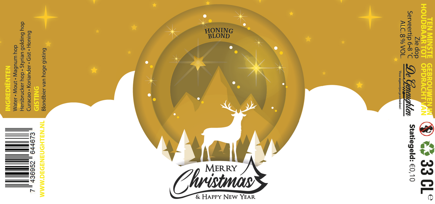 Speciaalbier Merry Christmas & Happy New Year Honing Blond - 33cl