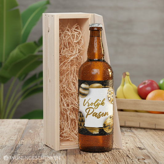 Speciaalbier cadeau Vrolijk Pasen Zwart Goud Blond 1x75cl
