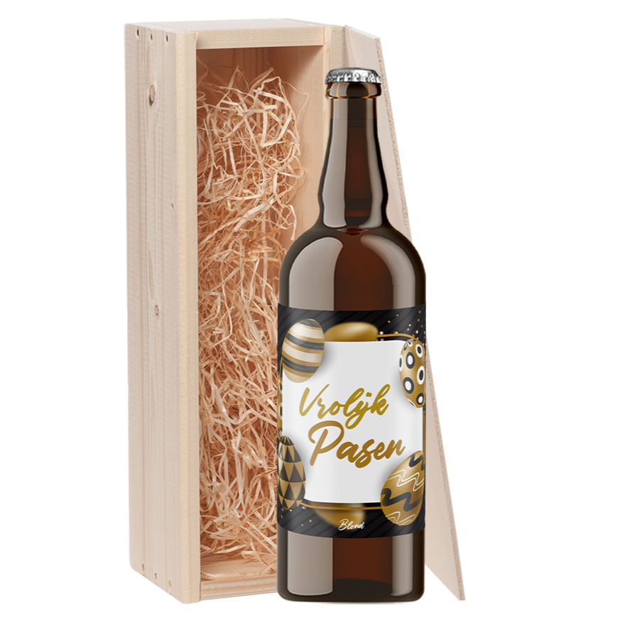 Speciaalbier cadeau Vrolijk Pasen Zwart Goud Blond 1x75cl