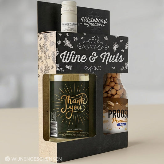 Wine & Nuts - 1x Bianco Verona 75cl en 1x 220gr Proost Pinda's
