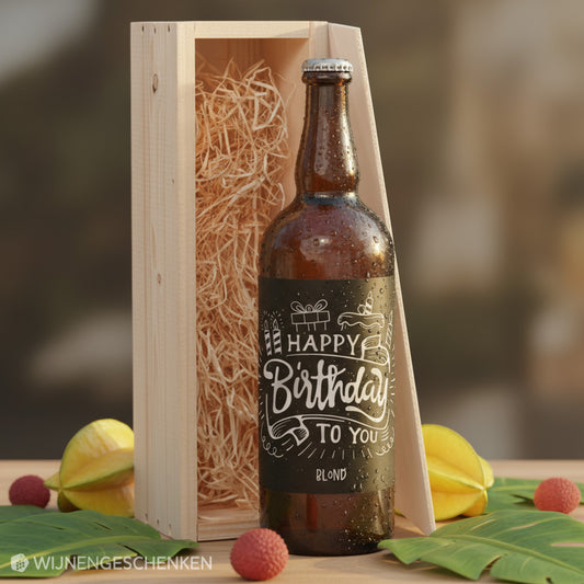 Speciaalbier cadeau Happy Birthday Blond 1x75cl