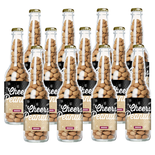 Cheers Peanuts Smokehouse 220 gram, 12 bierflesjes vol heerlijke gekruide pinda's