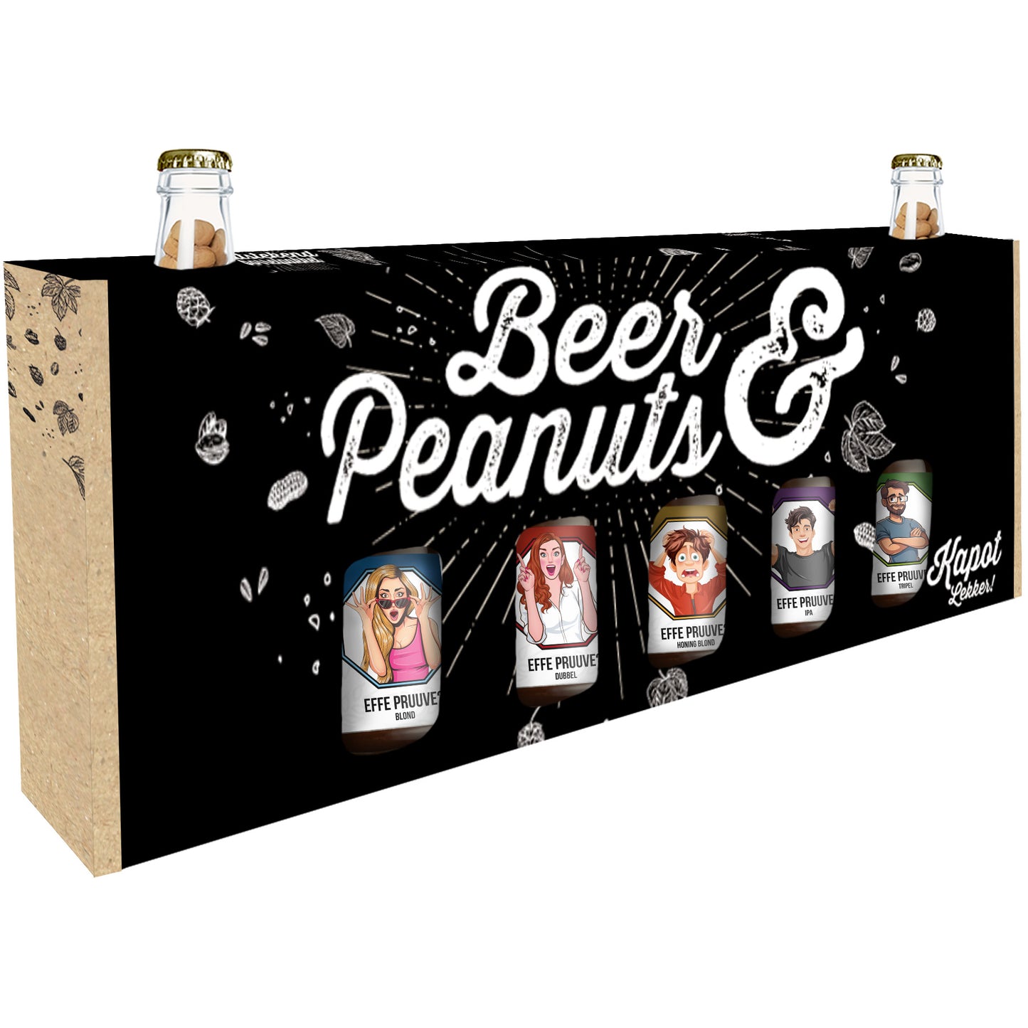 Beer & Peanuts - 5x 33cl speciaalbier en 2x 220 gr Proost Pinda's