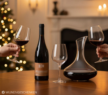 Rode Wijn Alex Fabi Rosso Veronese met decanteerkaraf en glazen