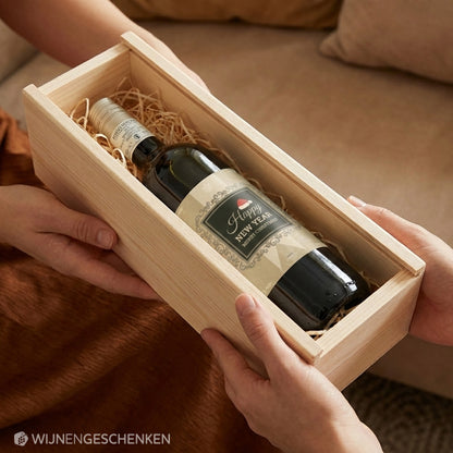 Wijncadeau Happy New Year Beige Rosso Verona 1x75cl