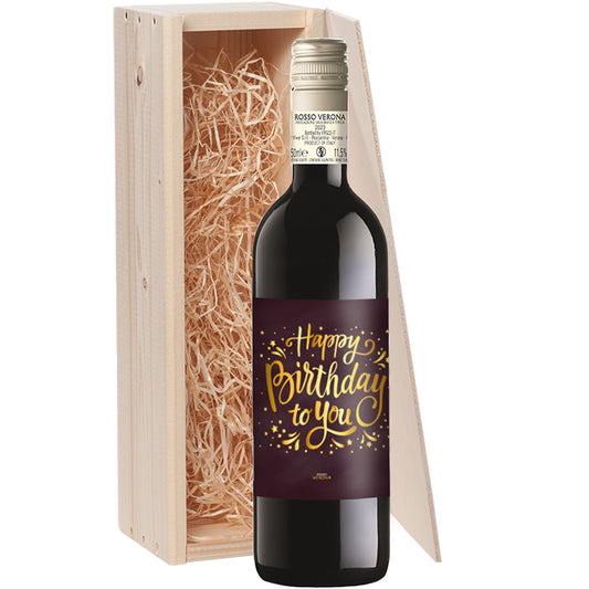 Wijncadeau Happy Birthday Rosso Verona 1x75cl