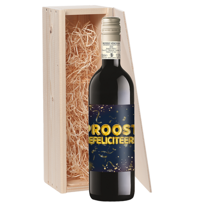 Wijncadeau Proost Gefeliciteerd Rosso Verona 1x75cl