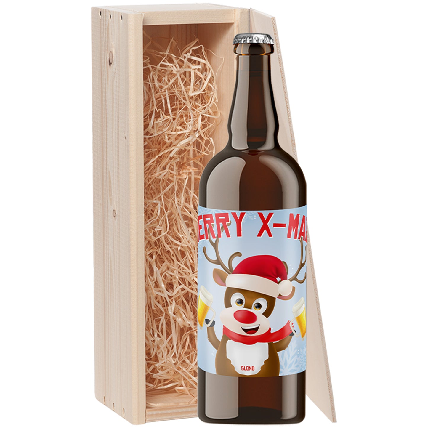 Speciaalbier cadeau Rendier Rode Neus Blond 1x75cl