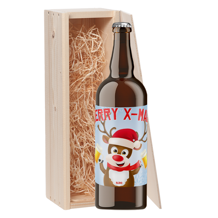 Speciaalbier cadeau Rendier Rode Neus Blond 1x75cl