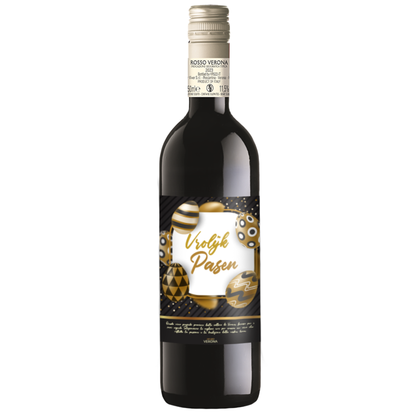 Rode Wijn Vrolijk Pasen Goud Rosso Verona - 75cl