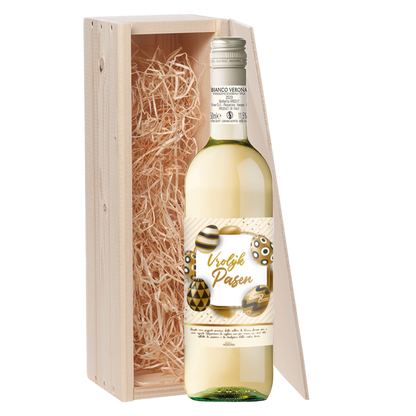 Wijncadeau Vrolijk Pasen Goud Bianco Verona 1x75cl