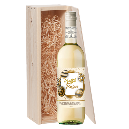 Wijncadeau Vrolijk Pasen Goud Bianco Verona 1x75cl