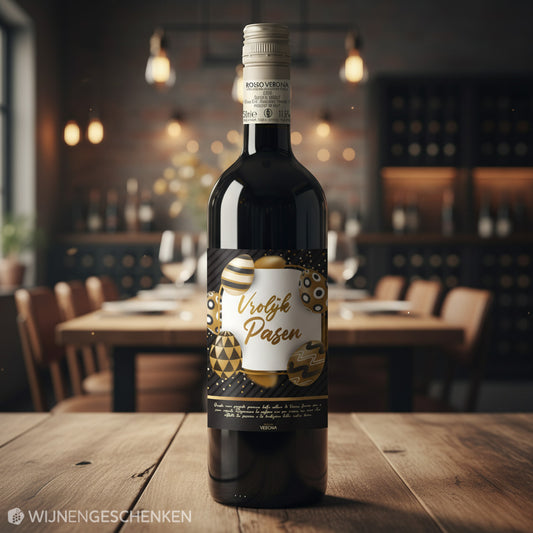 Rode Wijn Vrolijk Pasen Goud Rosso Verona - 75cl