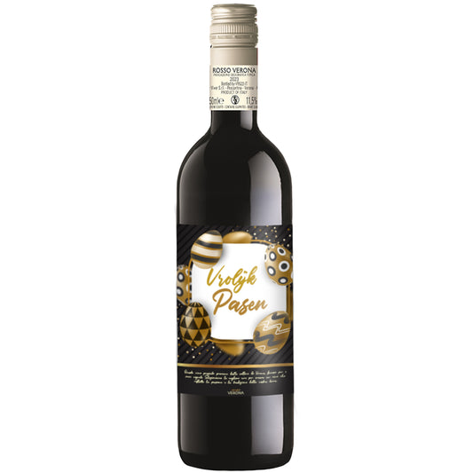 Rode Wijn Vrolijk Pasen Goud Rosso Verona - 75cl