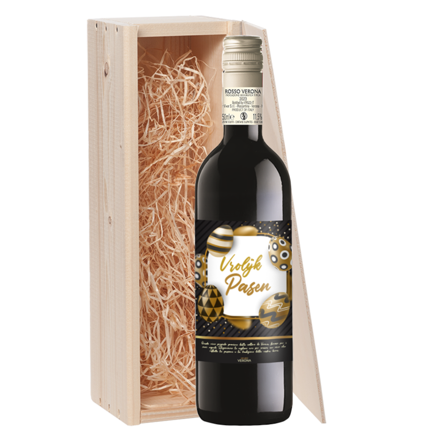 Wijncadeau Vrolijk Pasen Goud Rosso Verona 1x75cl