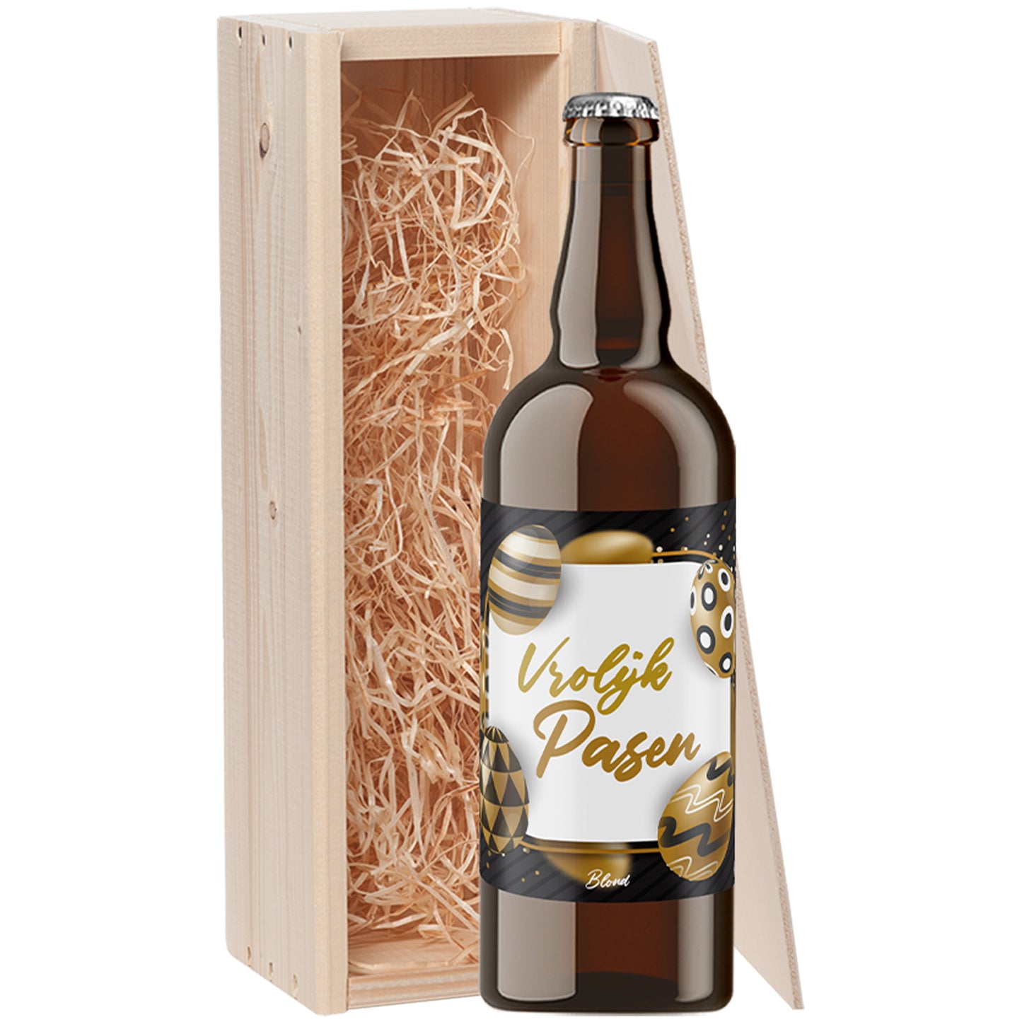 Speciaalbier cadeau Vrolijk Pasen Zwart Goud Blond 1x75cl