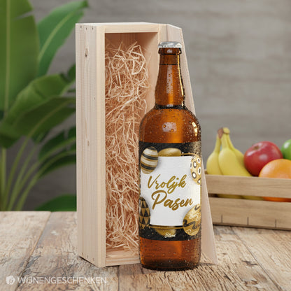 Speciaalbier cadeau Vrolijk Pasen Zwart Goud Blond 1x75cl