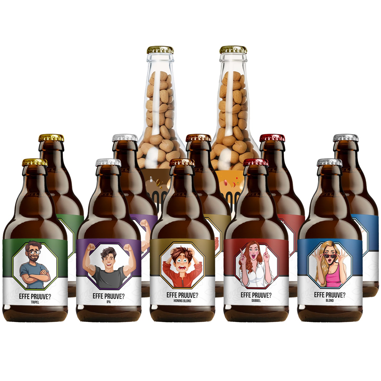 Bier pakket Effe Pruuve - 10x33cl, 2x220gr