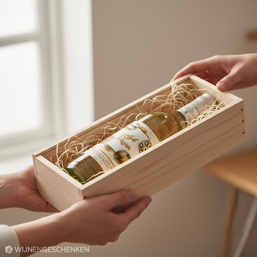 Wijncadeau Vrolijk Pasen Goud Bianco Verona 1x75cl