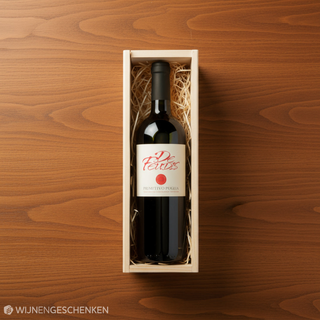 Wijncadeau met schuifdeksel de Feudis Primitivo 1x75CL